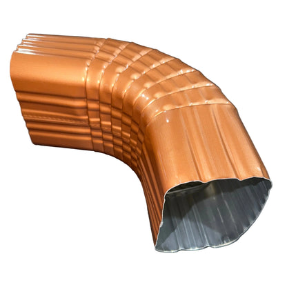 3x4 aluminum downspout elbow 75 degree Type A Style A corrugated ribbed clay brown gutter bend fitting professional grade rectangular profile high capacity drainage tight spaces deep fascia - GutterAll Damascus Oregon