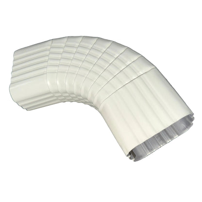 Professional 2x3 Type B downspout elbow 75-degree corrugated aluminum. Superior strength ribbed design in 25+ colors. Optimal water flow. Damascus OR contractor pricing.
