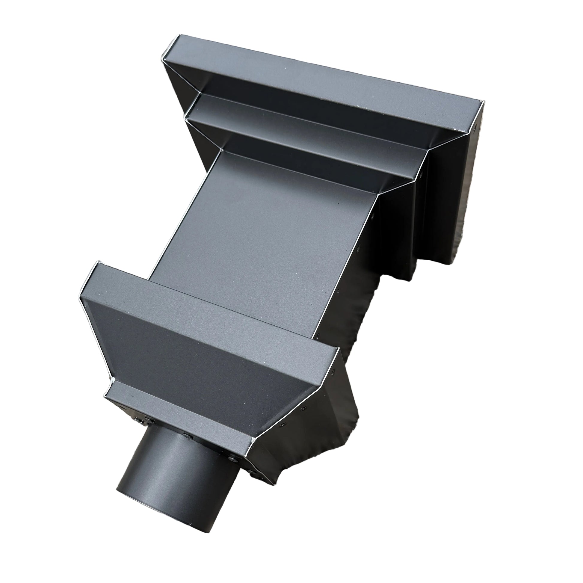 Cutout image of a premium decorative leader head used for high-end custom downspout transitions.