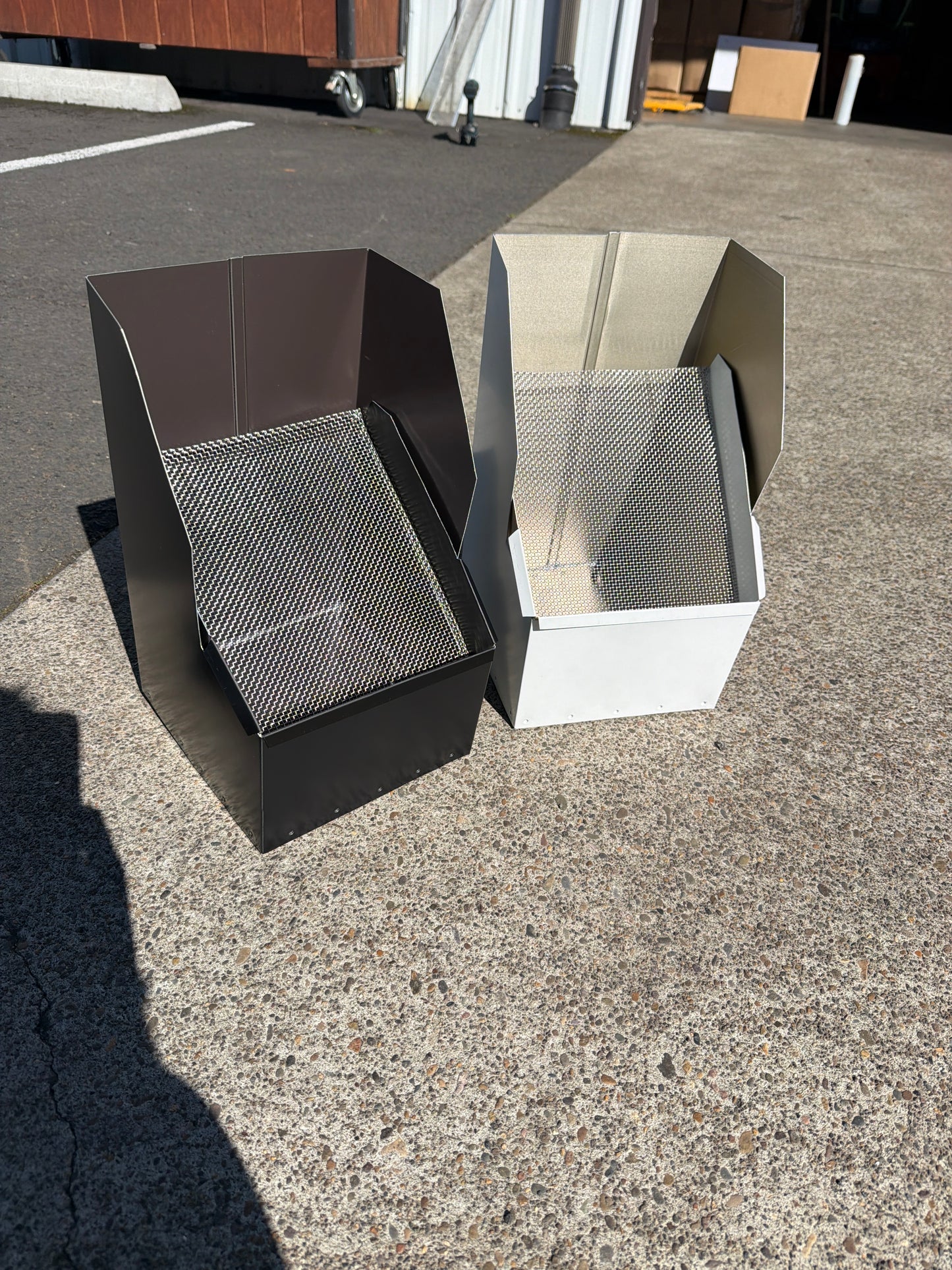 Commercial high-capacity aluminum downspout cleanout 8x15x9. 6-inch downspout compatible. Stainless steel screen. Large roofs. Custom orders. Damascus OR.