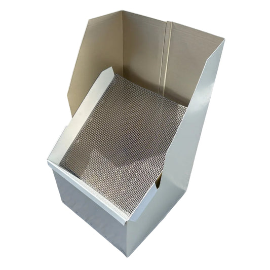 Commercial high-capacity aluminum downspout cleanout 8x15x9. 6-inch downspout compatible. Stainless steel screen. Large roofs. Custom orders. Damascus OR.