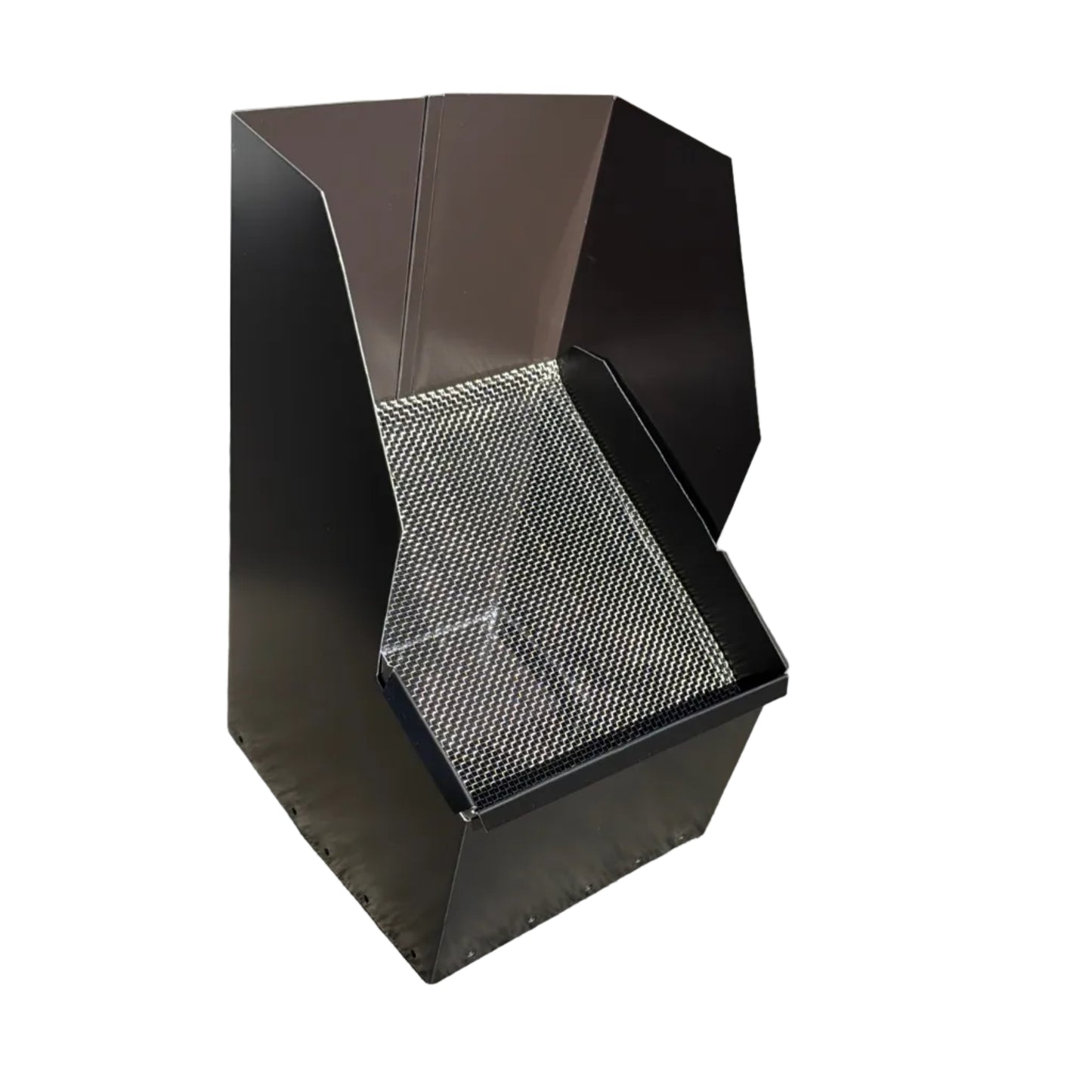 Commercial high-capacity aluminum downspout cleanout 8x15x9. 6-inch downspout compatible. Stainless steel screen. Large roofs. Custom orders. Damascus OR.