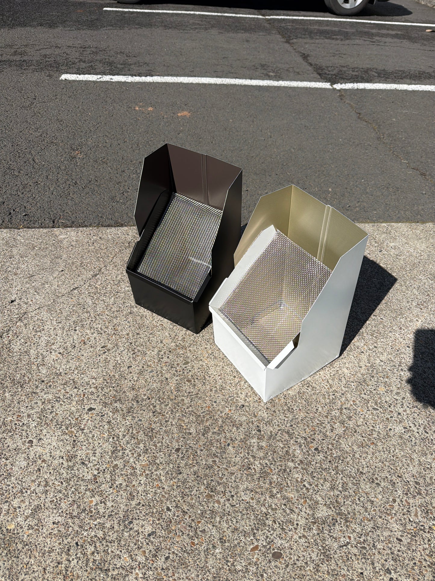 Commercial high-capacity aluminum downspout cleanout 8x15x9. 6-inch downspout compatible. Stainless steel screen. Large roofs. Custom orders. Damascus OR.
