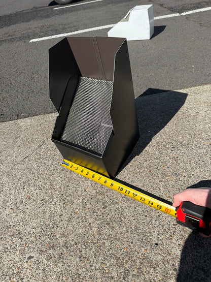 Commercial high-capacity aluminum downspout cleanout 8x15x9. 6-inch downspout compatible. Stainless steel screen. Large roofs. Custom orders. Damascus OR.
