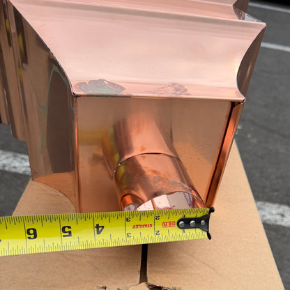 Copper conductor head leader head 13 inch crown molding rain collector box for 2x3 oval downspout residential gutter drainage architectural copper collector - GutterAll Damascus Oregon