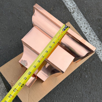 Copper conductor head leader head 13 inch crown molding rain collector box for 2x3 oval downspout residential gutter drainage architectural copper collector - GutterAll Damascus Oregon