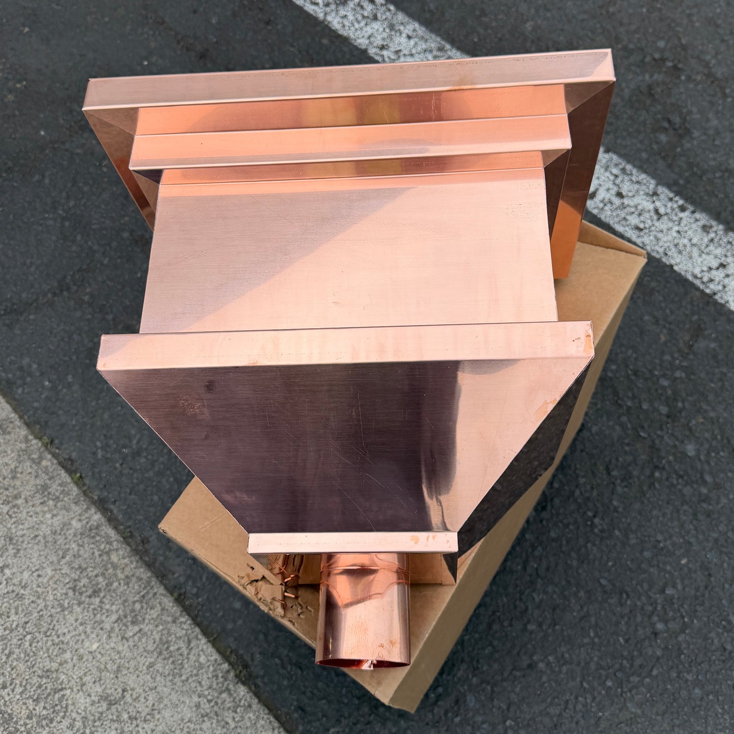 Copper Conductor Head Modern Box 16x11x14 Leader Head | GutterAll