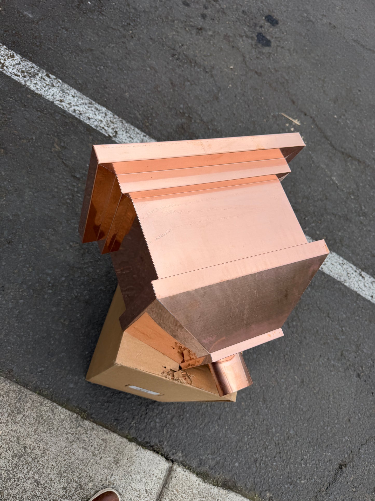 Copper Conductor Head Modern Box 16x11x14 Leader Head | GutterAll