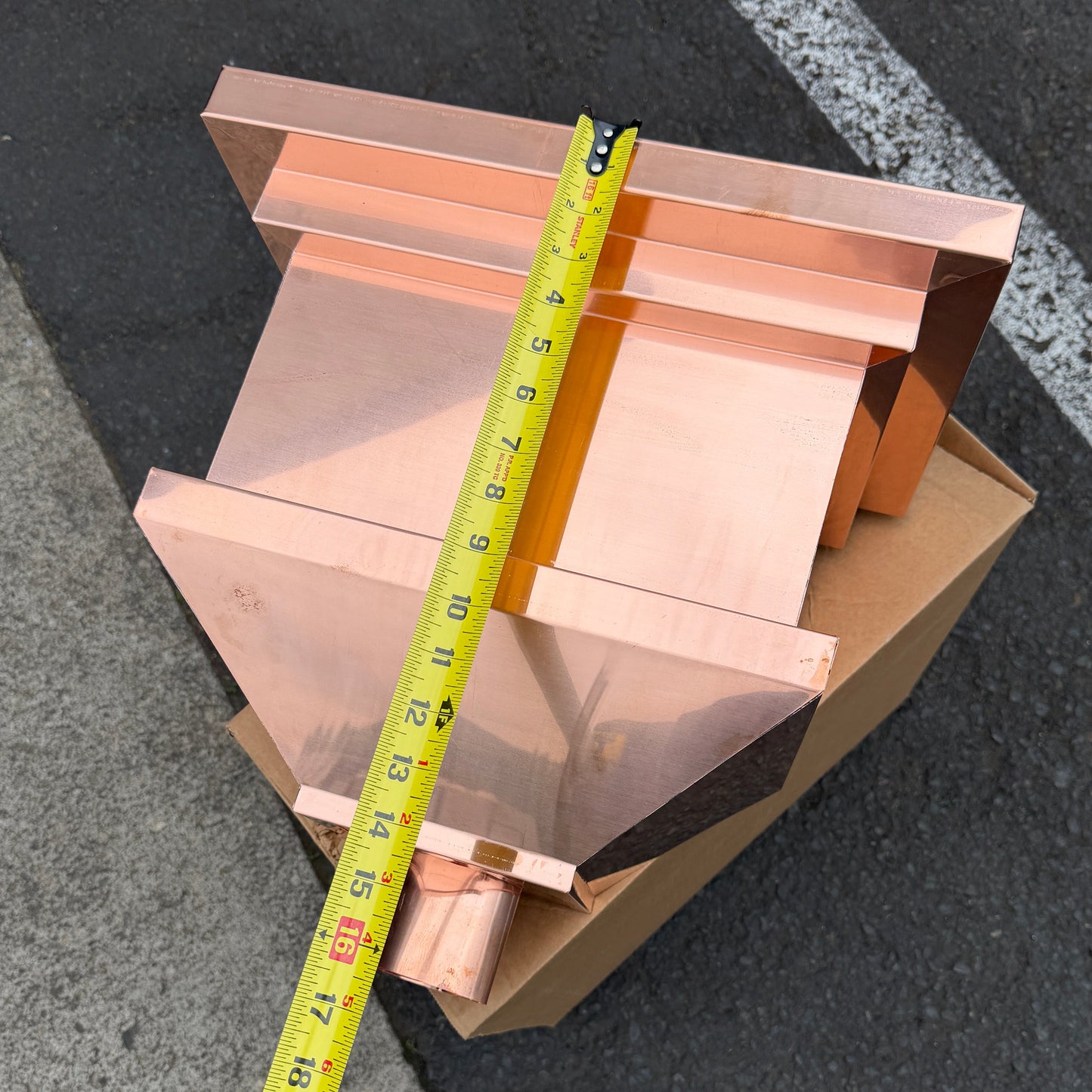 Copper Conductor Head Modern Box 16x11x14 Leader Head | GutterAll