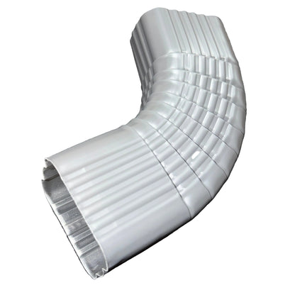 Professional 2x3 Type B downspout elbow 75-degree corrugated aluminum. Superior strength ribbed design in 25+ colors. Optimal water flow. Damascus OR contractor pricing.
