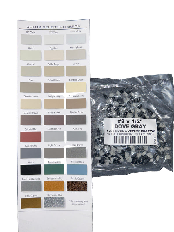 Professional #8 Hex Aluminum Zip Screws – Ruspert Coated | 25+ Color Options | Bulk