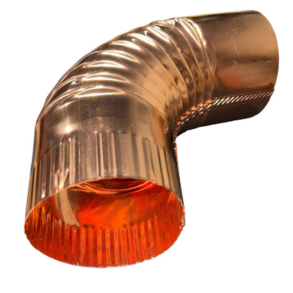 4 inch round aluminum downspout elbow 75 degree corrugated ribbed finish professional grade powder coated gutter bend fitting - GutterAll Damascus Oregon