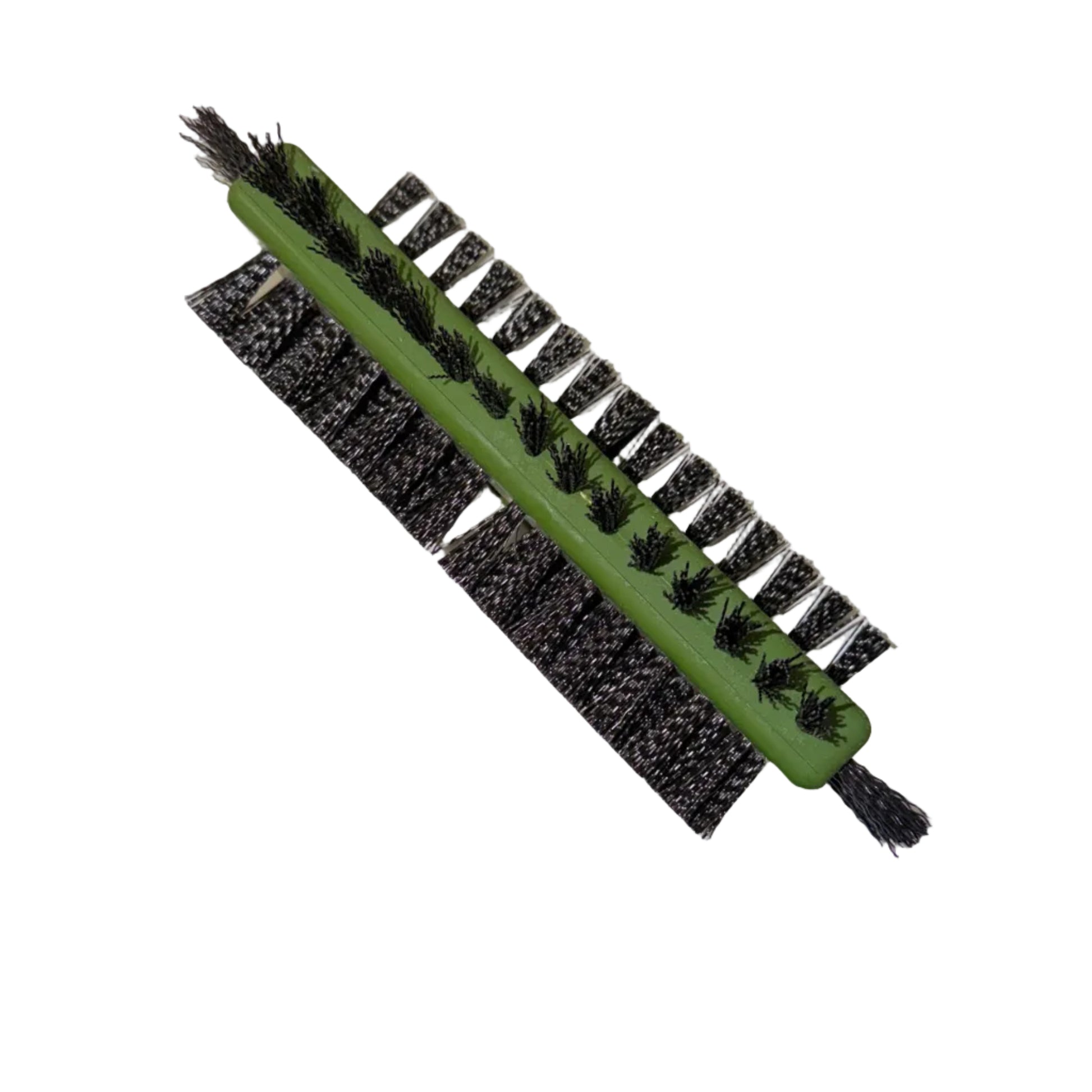 Gutterglove gutter guard cleaning brush green plastic 3-sided black bristles extension pole mount GutterAll Damascus Oregon