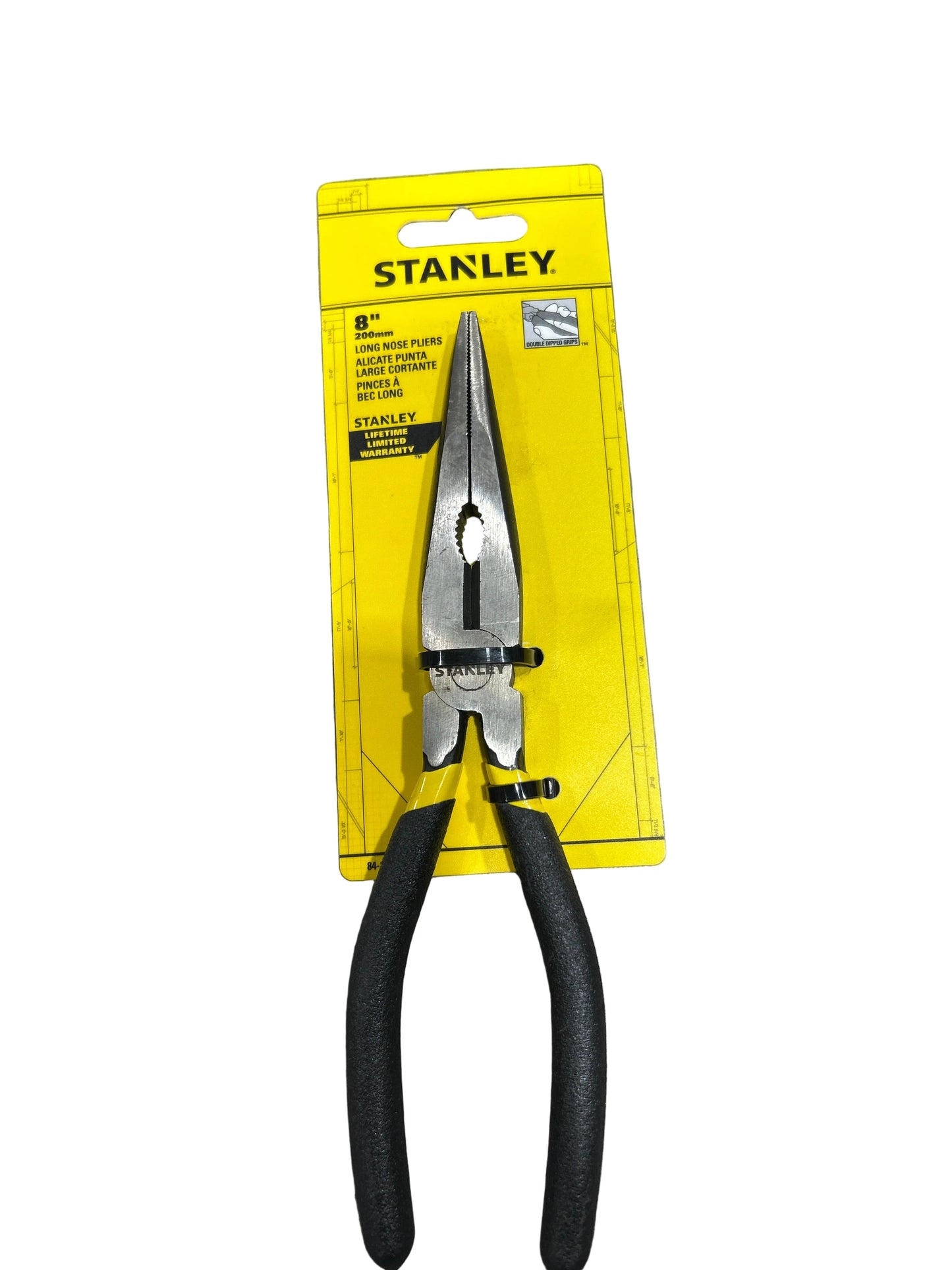 Stanley 8 inch long nose pliers chrome steel serrated jaws comfort grip gutter hanger bending crimping Damascus Oregon GutterAll