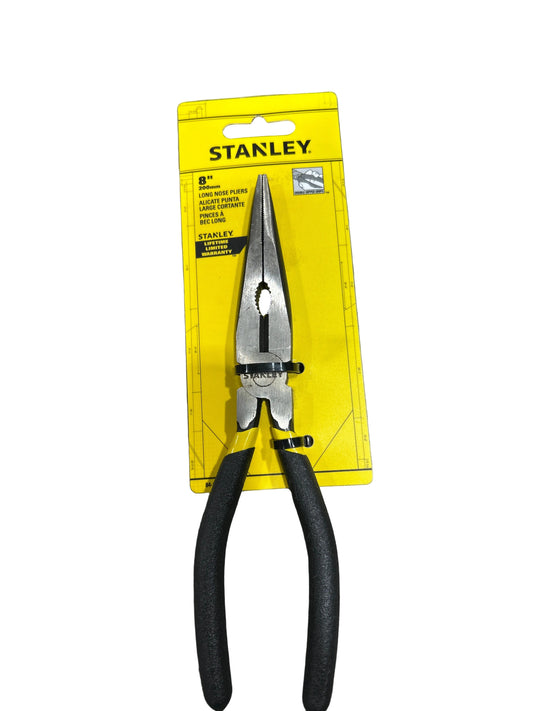 Stanley 8 inch long nose pliers chrome steel serrated jaws comfort grip gutter hanger bending crimping Damascus Oregon GutterAll