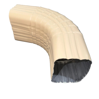 3x4 aluminum downspout elbow 75 degree Type A Style A corrugated ribbed clay brown gutter bend fitting professional grade rectangular profile high capacity drainage tight spaces deep fascia - GutterAll Damascus Oregon