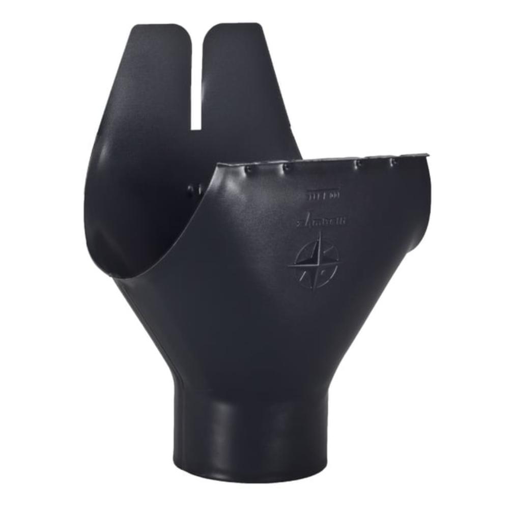 Euro Max Half-Round Outlet in charcoal - modern half-round gutter connector