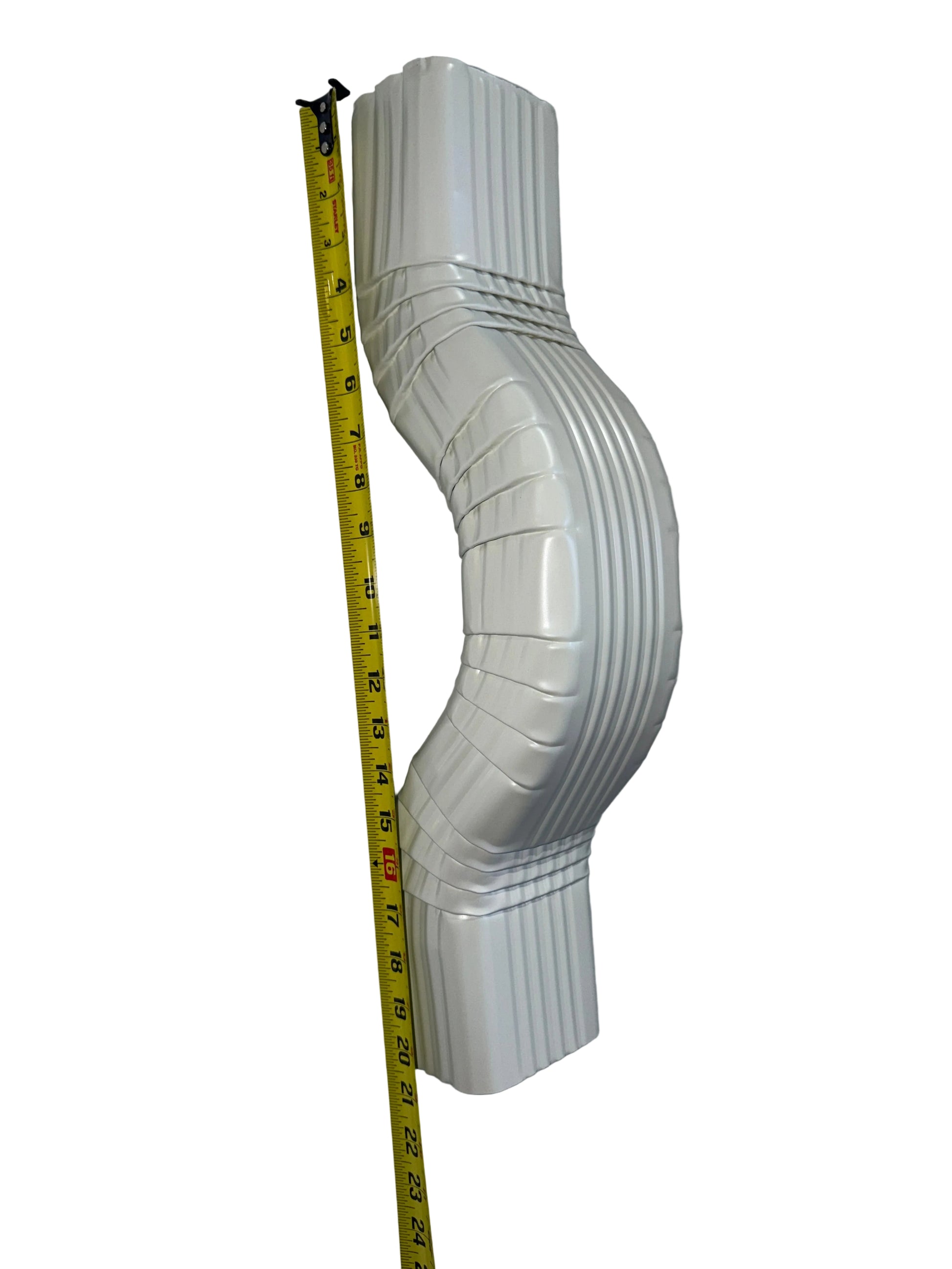 Double A Offset downspout elbow in 2x3, 3x4, 4x5 sizes. 2, 3, 4, 6 inch offsets. White, Brown, Black. 20" length. Custom orders. Damascus OR.