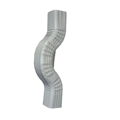 Double A Offset downspout elbow in 2x3, 3x4, 4x5 sizes. 2, 3, 4, 6 inch offsets. White, Brown, Black. 20" length. Custom orders. Damascus OR.