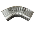 Professional 2x3 Type B downspout elbow 75-degree corrugated aluminum. Superior strength ribbed design in 25+ colors. Optimal water flow. Damascus OR contractor pricing.
