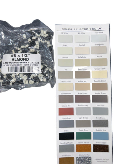 #8 x 1/2" Hex Zip Screws | Aluminum Head | 30 Colors | Damascus OR