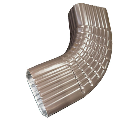 Professional 2x3 Type B downspout elbow 75-degree corrugated aluminum. Superior strength ribbed design in 25+ colors. Optimal water flow. Damascus OR contractor pricing.
