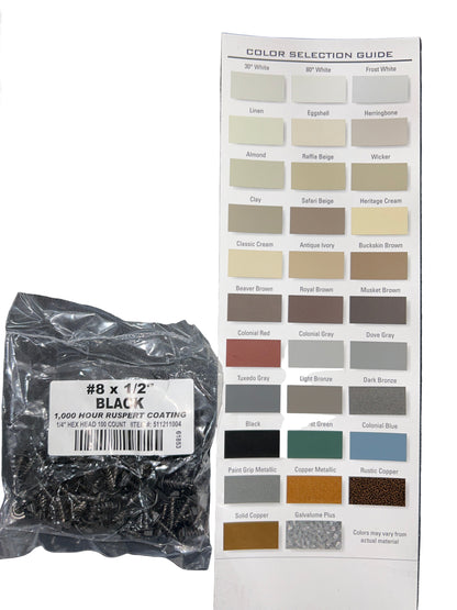 #8 x 1/2" Hex Zip Screws | Aluminum Head | 30 Colors | Damascus OR