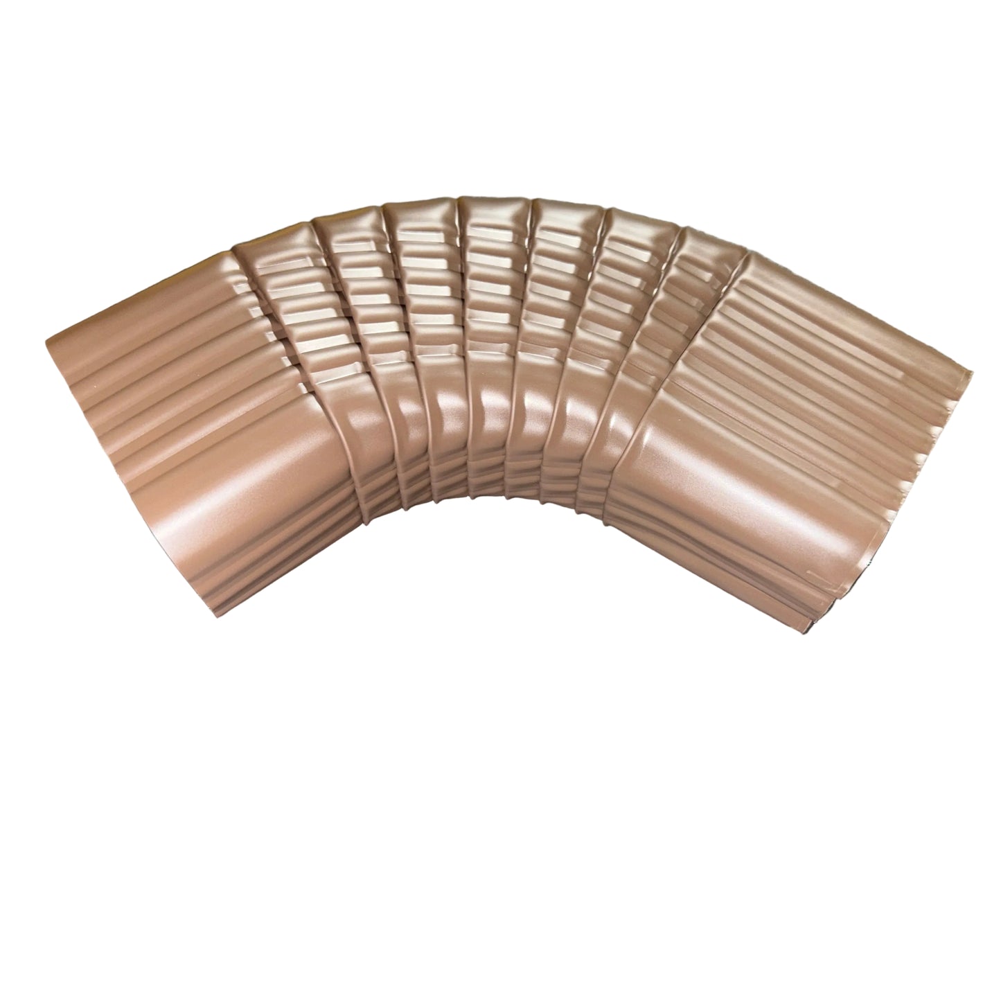 Professional 2x3 Type B downspout elbow 75-degree corrugated aluminum. Superior strength ribbed design in 25+ colors. Optimal water flow. Damascus OR contractor pricing.

