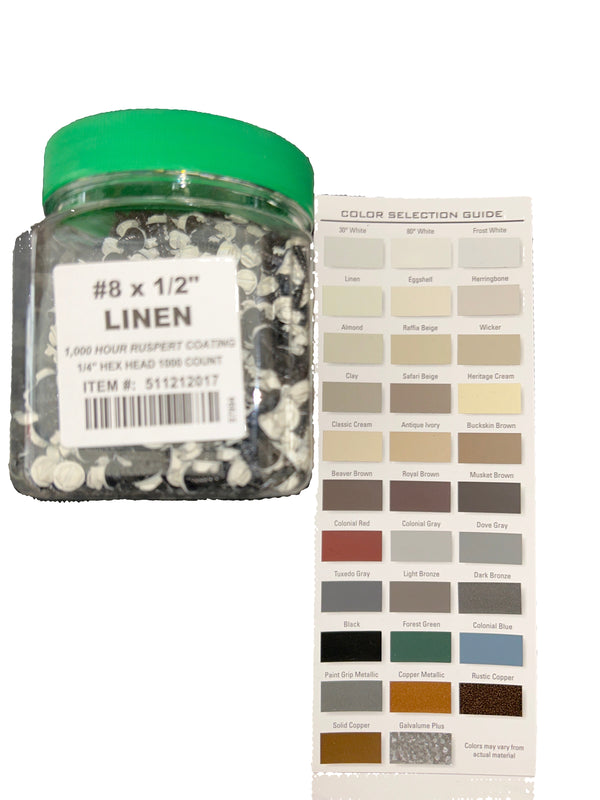 Professional #8 Hex Aluminum Zip Screws – Ruspert Coated | 25+ Color Options | Bulk