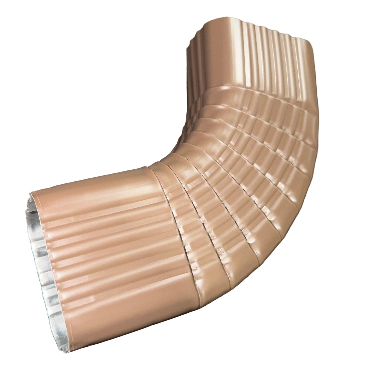 Professional 2x3 Type B downspout elbow 75-degree corrugated aluminum. Superior strength ribbed design in 25+ colors. Optimal water flow. Damascus OR contractor pricing.
