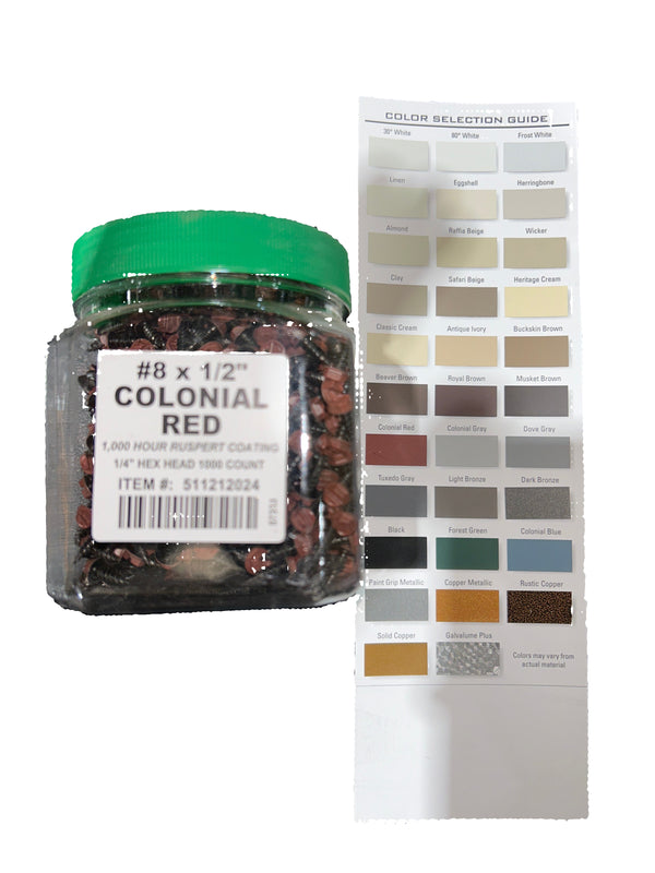 Professional #8 Hex Aluminum Zip Screws – Ruspert Coated | 25+ Color Options | Bulk