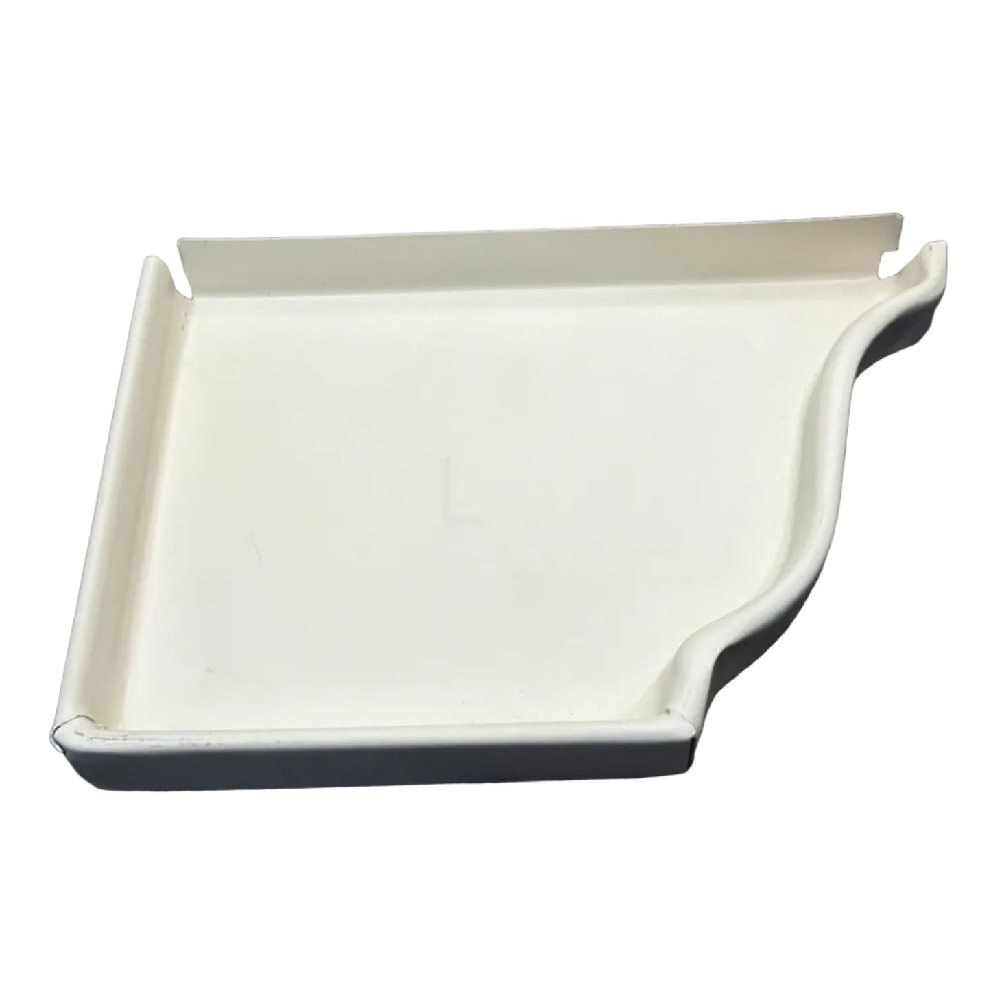 5K aluminum gutter left end cap K-style ogee profile shown for residential installation in Damascus OR – Gutter All contractor supply