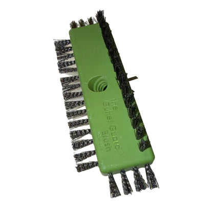 Gutterglove gutter guard cleaning brush green plastic 3-sided black bristles extension pole mount GutterAll Damascus Oregon