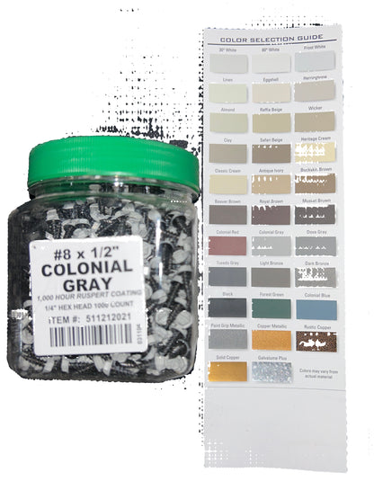 #8 x 1/2" Hex Zip Screws | Aluminum Head | 30 Colors | Damascus OR