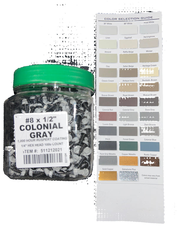 Professional #8 Hex Aluminum Zip Screws – Ruspert Coated | 25+ Color Options | Bulk