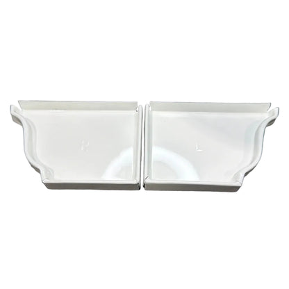 Pair of 5K aluminum gutter end caps left and right K-style ogee profile for seamless gutter systems in Damascus OR – Gutter All