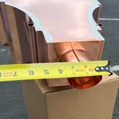 Fleur‑de‑Lis Copper Conductor Head – 15"x9.5"x20" Ornamental Collection Box with 2x3 Oval Outlet
