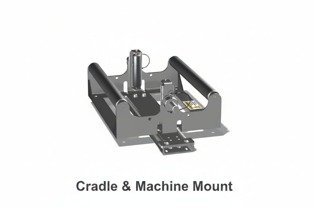 The Mini Machine Mount Cradle is designed to securely support coil material directly on the machine, facilitating efficient feeding into 5" and 6" gutter machines. Its machine-mounted design enhances stability and streamlines the gutter fabrication process, making coil changes more straightforward and minimizing downtime on the job site. Gutter All Damascus, OR