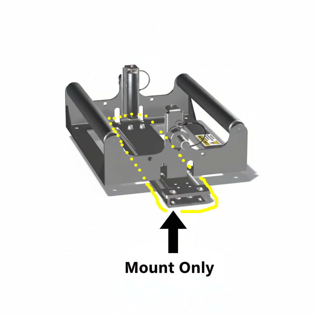 Gutter Machine Mini coil cradle Mount only is used to mount the cradle to the KWM Gutter Machine either the 5", 5/6 Combo, or 6". May fit other KWM Gutter Machines