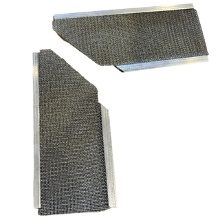 LeafBlaster PRO High Flow Inside Miter gutter guard in 304 stainless steel with small hole mesh, ideal for high-flow corners. Buy LeafBlaster PRO Gutter Guard with 40-year warranty.