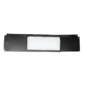 Black aluminum gutter guard with perforated design and rectangular cutout.