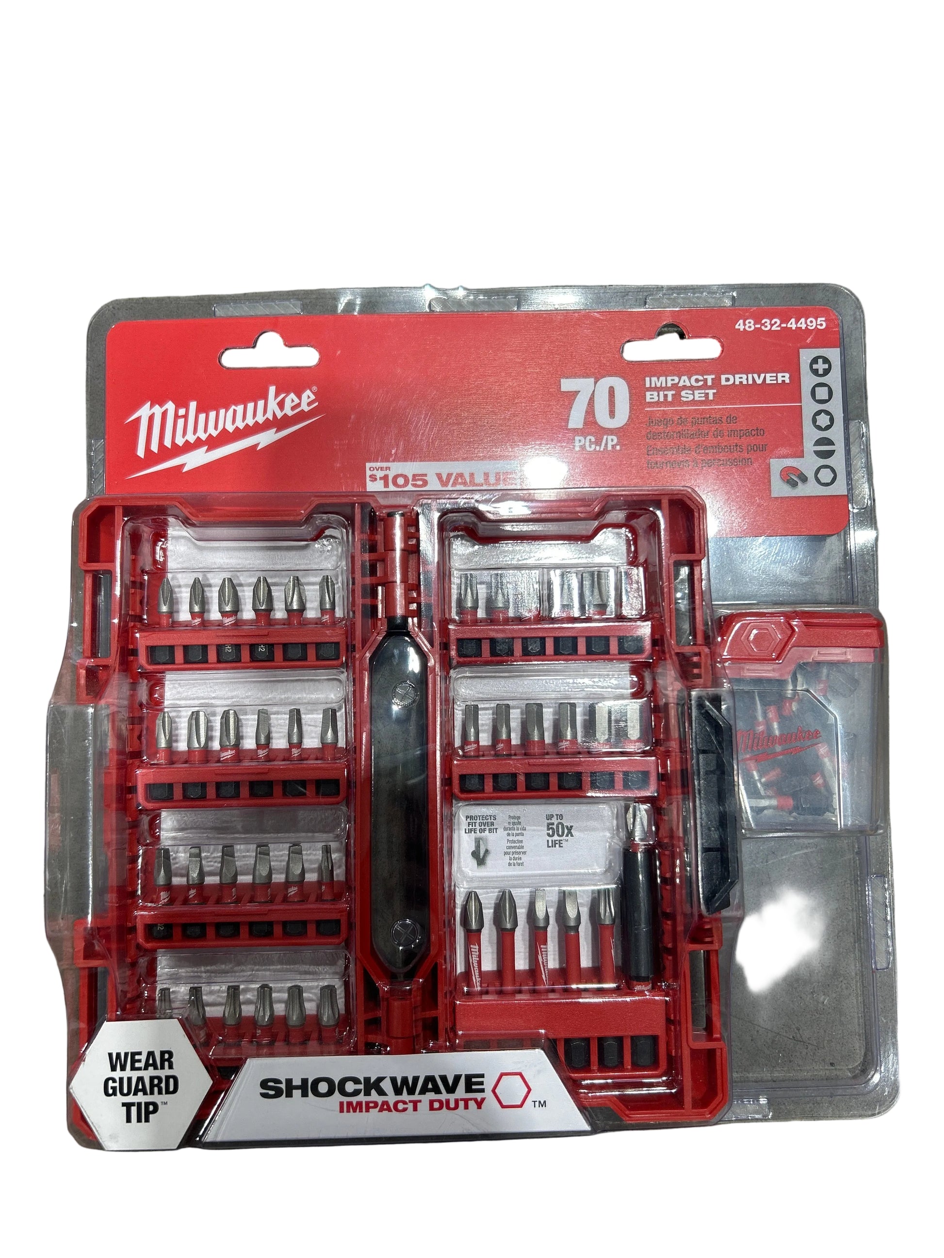 Milwaukee SHOCKWAVE Impact Duty 70 piece driver bit set hex head Phillips square drive Torx gutter installation screw driving Damascus Oregon GutterAll