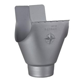 Round Euro Downspout in brushed silver aluminum - modern European design