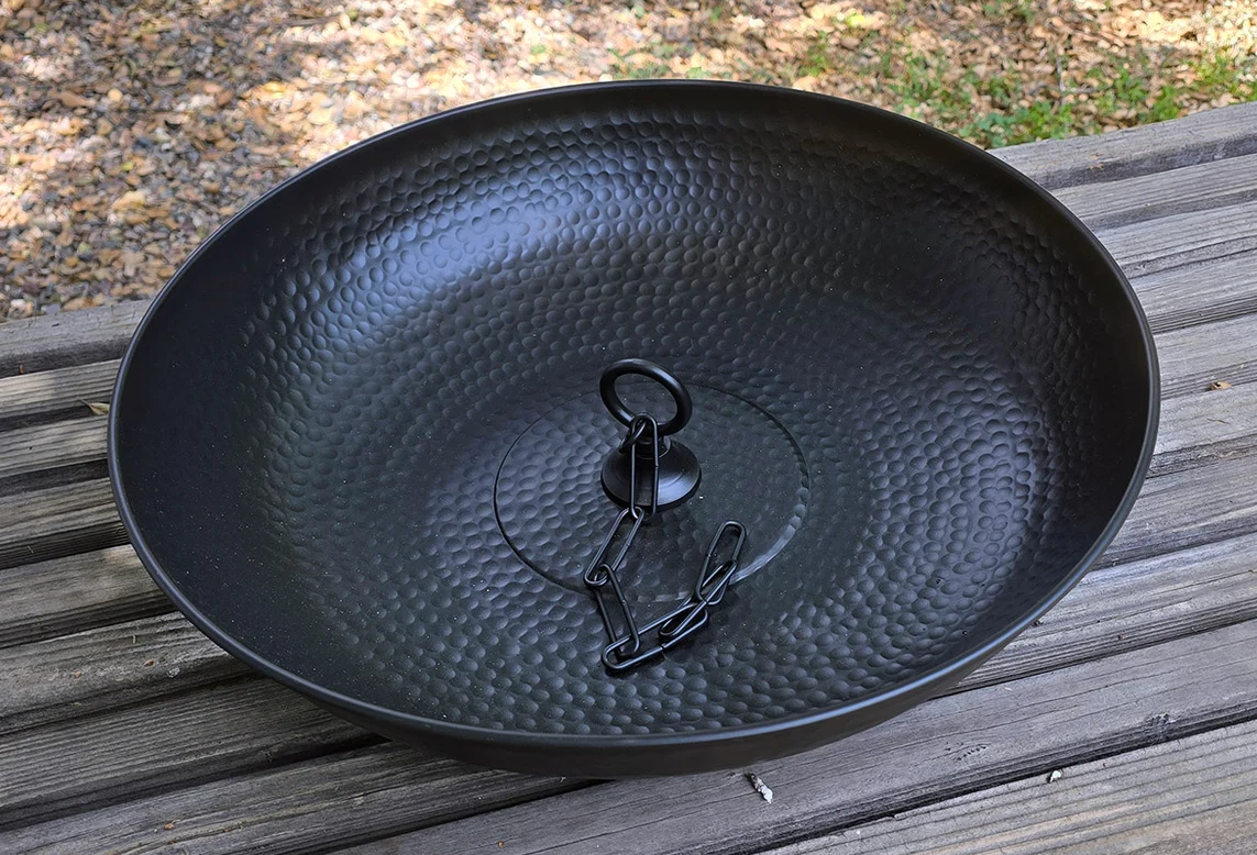 16" Copper Dotted Dish Rain Chain Basin with Hook - Collection Basin