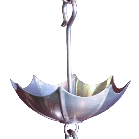 Stacked umbrella copper rain chain 8ft sections with 18 cups. Pure copper 4-1/2" x 2-1/8". Tiered cascade design. Contractor and DIY. Damascus OR local pickup.