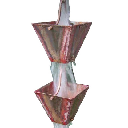 Traditional Aged Square Copper Rain Chain 8ft (19 Cups) | Damascus OR