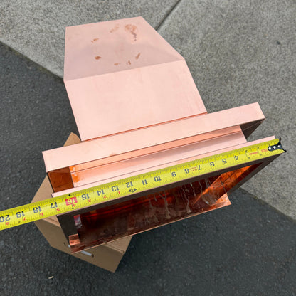 Large 17x12x19 inch copper conductor head leader head collector box rain head modern box style stepped top design for 2x3 oval copper downspout high capacity water management architectural drainage - GutterAll Damascus Oregon