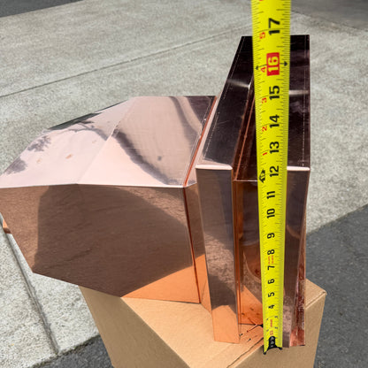Large 17x12x19 inch copper conductor head leader head collector box rain head modern box style stepped top design for 2x3 oval copper downspout high capacity water management architectural drainage - GutterAll Damascus Oregon