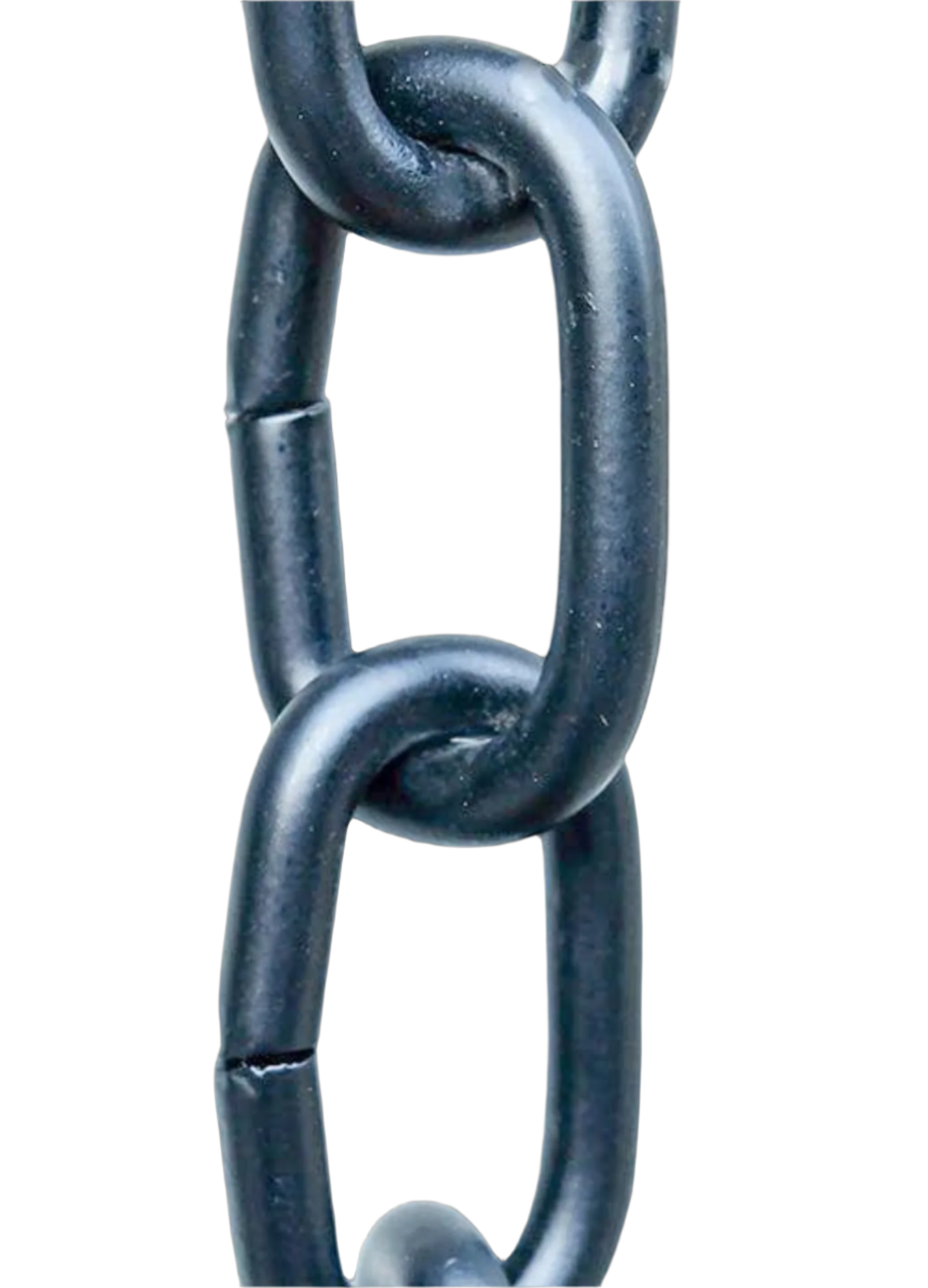 Black Aluminum Link Rain Chain. Heavy-duty 5/16" thick links. 8ft section. Powder coated - not paint! V-hook included. Contractor DIY. Damascus OR.