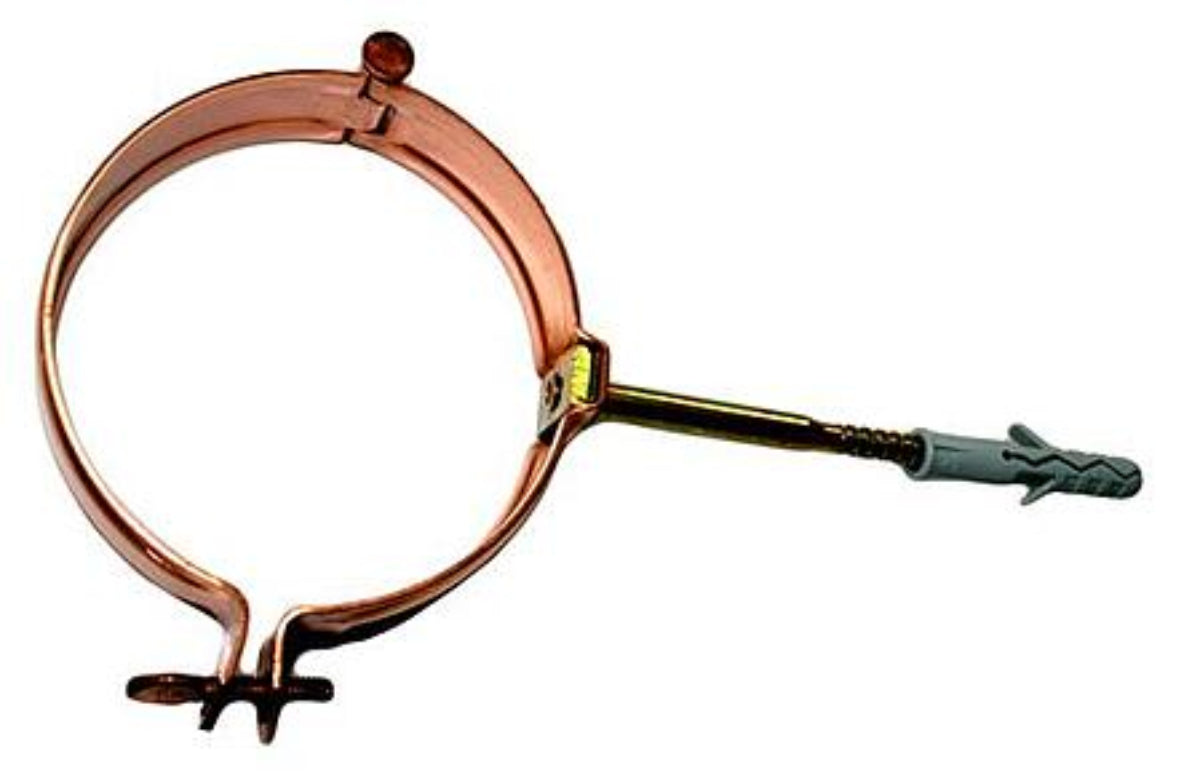 Euro Downspout Hinged Bracket in copper finish - premium gutter downspout bracket